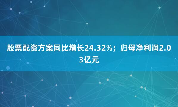 股票配资方案同比增长24.32%；归母净利润2.03亿元